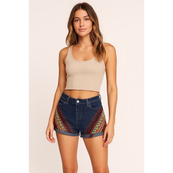 BDG Embroidered Aztec Denim Shorts Size 30 - Picture 1 of 8